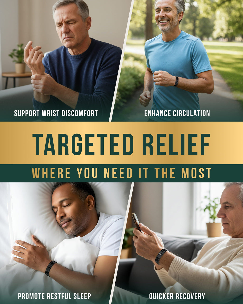 3x Strength Titanium Magnetic Bracelet for Men (Black)