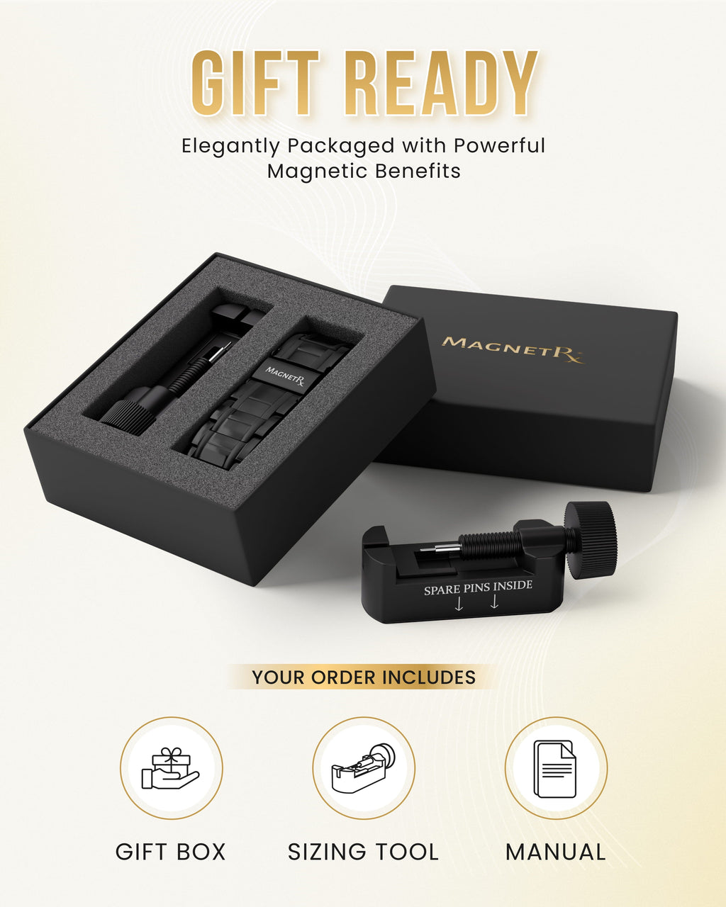 3x Strength Titanium Magnetic Bracelet for Men (Black)