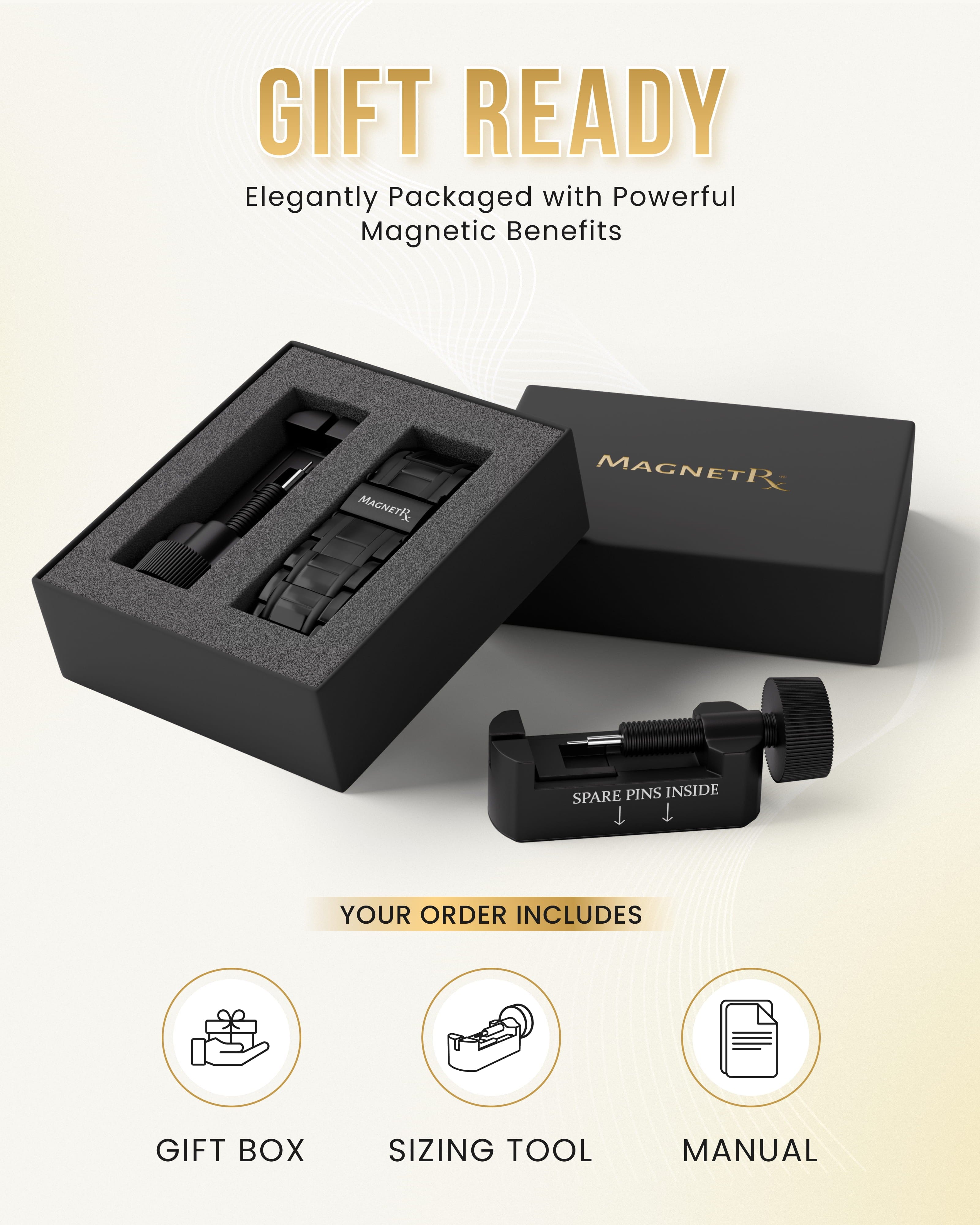 3x Strength Titanium Magnetic Bracelet for Men (Black)